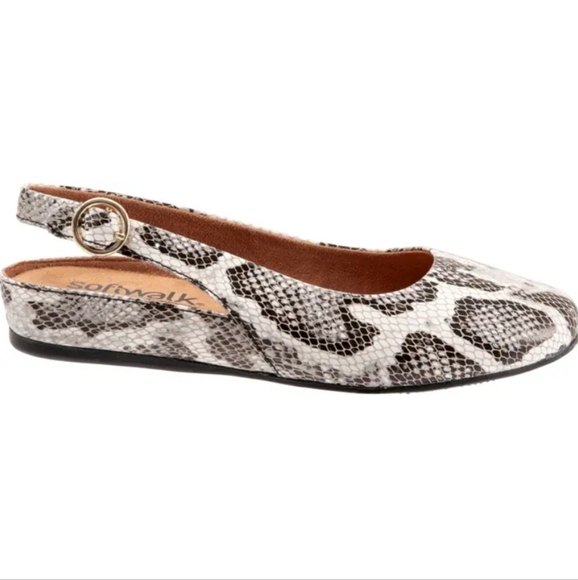 Softwalk Sandy Flat Black and White Snake -7.5 WW - Picture 3 of 9